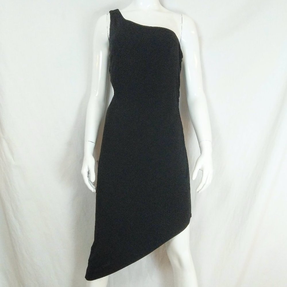 NWT Bebe Black Asymmetrical One-Shoulder Dress